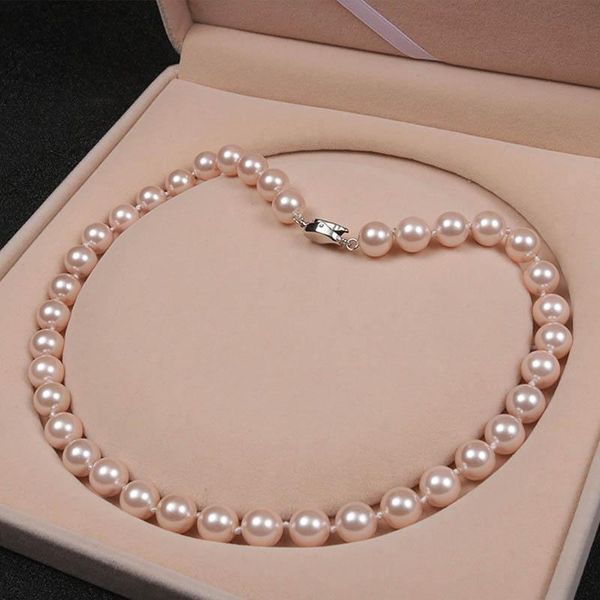 8/10mm elegant pink purple white shell pearl necklace beads girl fashion jewelry rope chain natural stone chains, Silver
8/10mm elegant pink purple white shell pearl necklace beads girl fashion jewelry rope chain natural stone chains, Silver
