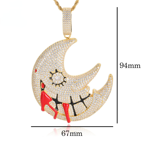 new product moon pendant trippie redd with funny personality hip hop necklace spot in europe and america, Silver
new product moon pendant trippie redd with funny personality hip hop necklace spot in europe and america, Silver