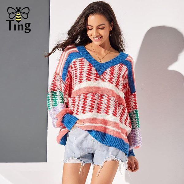 women's sweaters tingfly winter autumn loose casual sweater women geometic pattern v neck fashion knitted pullovers female streetwear, White;black
women's sweaters tingfly winter autumn loose casual sweater women geometic pattern v neck fashion knitted pullovers female streetwear, White;black
