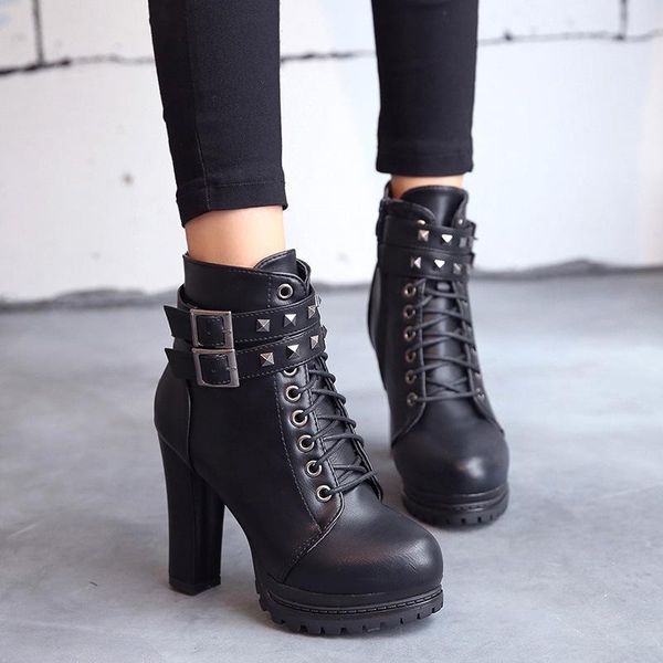 boots platform high heels women ankle with buckle shoes woman heel motorcycle lace up, Black
boots platform high heels women ankle with buckle shoes woman heel motorcycle lace up, Black