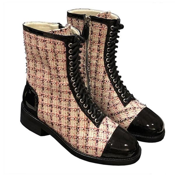 boots fashion lady mixed color plaid cloth patchwork real leather cross-tied ankle women mid-heeled shoe, Black
boots fashion lady mixed color plaid cloth patchwork real leather cross-tied ankle women mid-heeled shoe, Black