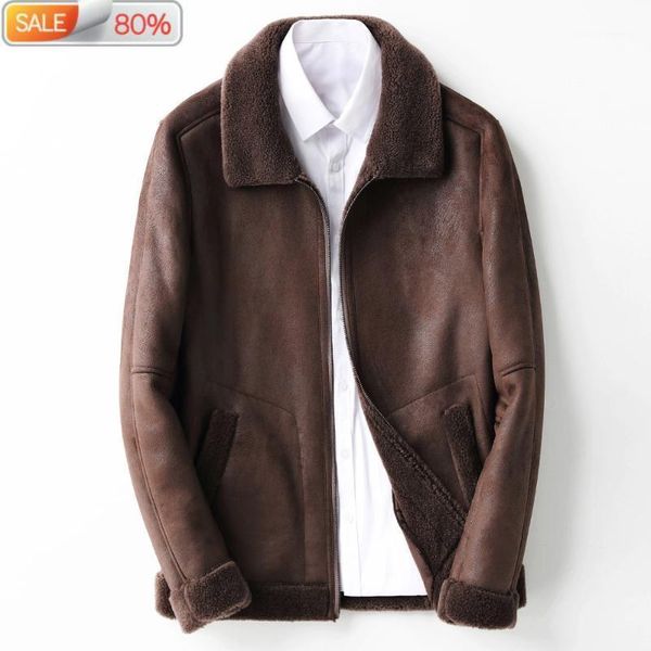 men's leather & faux real winter jacket sheep shearling fur 100% wool coat men warmjackets chaqueta hombre kfs1am21a nd203a, Black
men's leather & faux real winter jacket sheep shearling fur 100% wool coat men warmjackets chaqueta hombre kfs1am21a nd203a, Black