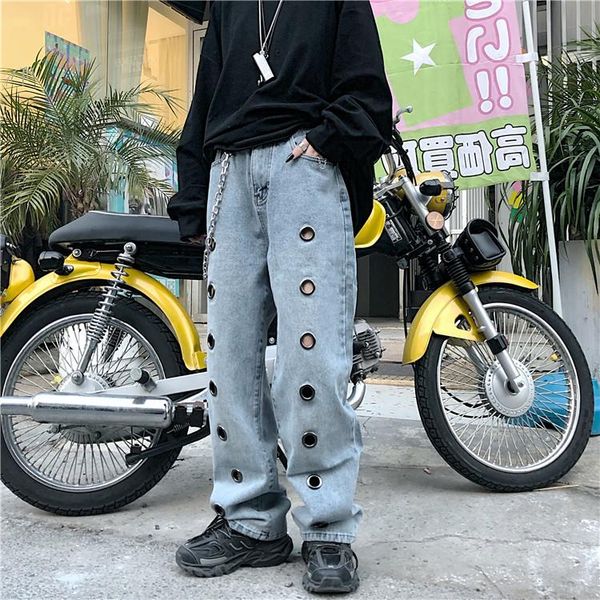 spring and summer personality metal circle hollow out wide leg high waist loose straight blue jeans women's
spring and summer personality metal circle hollow out wide leg high waist loose straight blue jeans women's