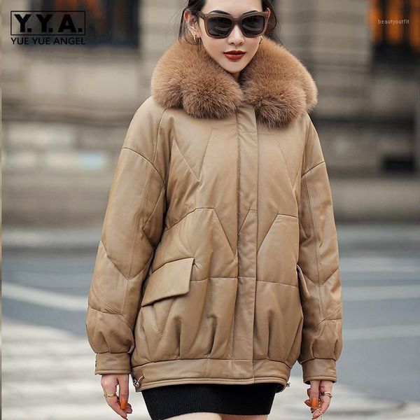 fashion women winter loose down coat vintage fur collar office ladies thick warm windproof genuine leather jacket women's & faux, Black
fashion women winter loose down coat vintage fur collar office ladies thick warm windproof genuine leather jacket women's & faux, Black