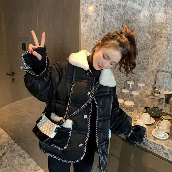 women's down & parkas 2021 woman front buttons female fashion simple elegant turn collar coats ladies solid cotton padded jackets h1228, Black
women's down & parkas 2021 woman front buttons female fashion simple elegant turn collar coats ladies solid cotton padded jackets h1228, Black