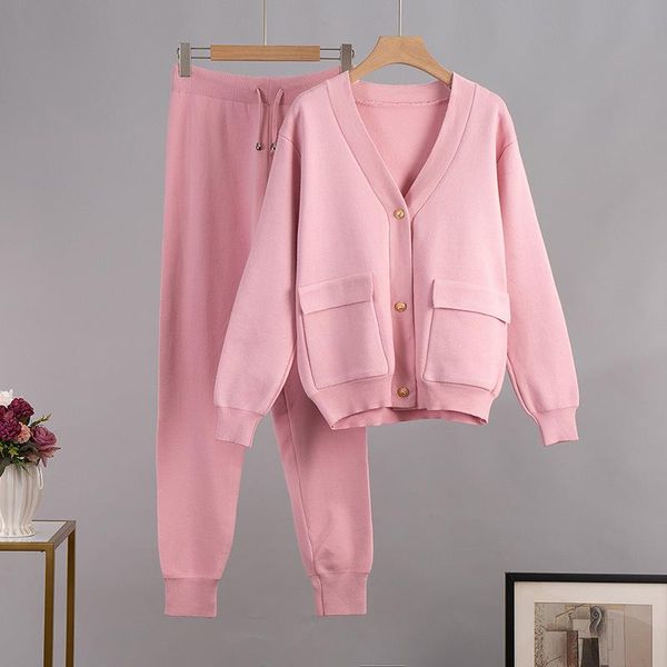 women's two piece pants autumn and winter v-neck knitted cardigan sweater with wide leg suit loose two-piece sets tracksuits, White
women's two piece pants autumn and winter v-neck knitted cardigan sweater with wide leg suit loose two-piece sets tracksuits, White