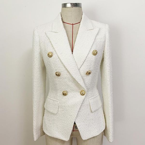 women's suits & blazers est 2021 fall winter fashion designer jacket double breasted lion buttons blended tweed blazer, White;black
women's suits & blazers est 2021 fall winter fashion designer jacket double breasted lion buttons blended tweed blazer, White;black