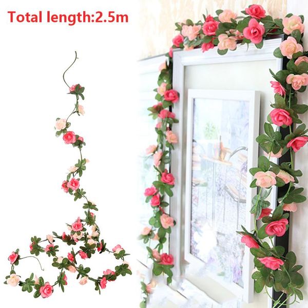 2.5m artificial rose vine hanging flowers for wall decoration rattan fake plants leaves garland romantic wedding home decorative & wreaths
2.5m artificial rose vine hanging flowers for wall decoration rattan fake plants leaves garland romantic wedding home decorative & wreaths