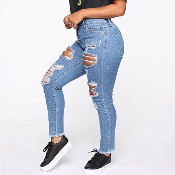 retro jeans denim hole ruin pants ripped fashion slim fit stretch tights solid color torn thin washed women's, Blue
retro jeans denim hole ruin pants ripped fashion slim fit stretch tights solid color torn thin washed women's, Blue