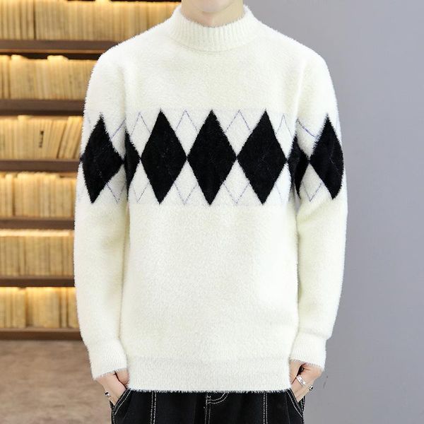 men's sweaters sweater youth comfortable and warm korean fashion thickened mink semi high neck bottomed, White;black
men's sweaters sweater youth comfortable and warm korean fashion thickened mink semi high neck bottomed, White;black