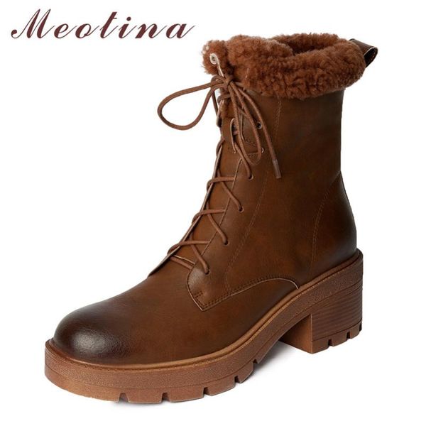 boots meotina natural genuine leather platform thick heels ankle women zip high heel short lace up warm snow lady, Black
boots meotina natural genuine leather platform thick heels ankle women zip high heel short lace up warm snow lady, Black