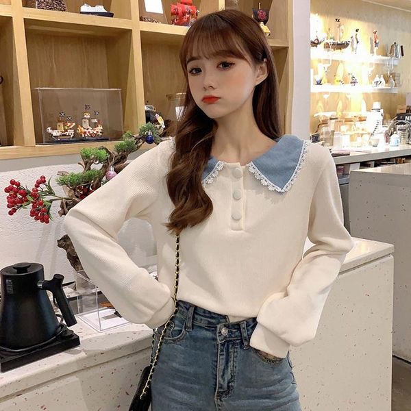 women's blouses & shirts fall loose long sleeve shirt doll collar lace clothing blouse women blusas ropa de mujer, White
women's blouses & shirts fall loose long sleeve shirt doll collar lace clothing blouse women blusas ropa de mujer, White