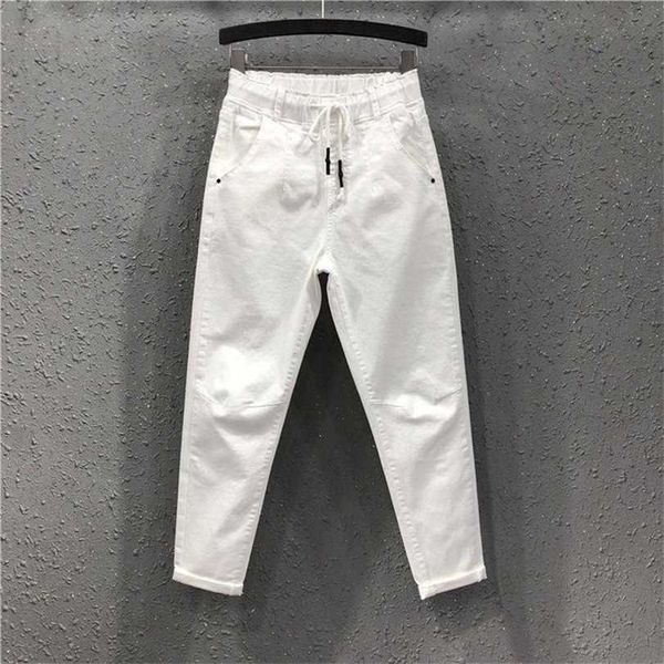 spring summer women cotton denim pants plus size elastic waist loose harem female casual ankle-length white jeans d317 211118, Blue
spring summer women cotton denim pants plus size elastic waist loose harem female casual ankle-length white jeans d317 211118, Blue