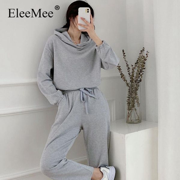 women's two piece pants eleemee women hooded sweater sets concise solid color loose long sleeve autumn hoodies and female size s-l, White
women's two piece pants eleemee women hooded sweater sets concise solid color loose long sleeve autumn hoodies and female size s-l, White