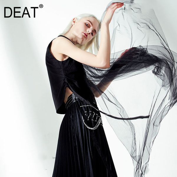 women black patchwork mesh chiffon tank lapel sleeveless personality fashion tide spring summer gx708 210421, White
women black patchwork mesh chiffon tank lapel sleeveless personality fashion tide spring summer gx708 210421, White