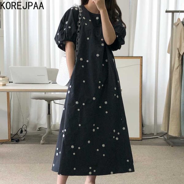 korejpaa women dress summer korean chic retro round-neck loose-fitting casual mid-length bubble-sleeve daisy vestido 210526, Black;gray
korejpaa women dress summer korean chic retro round-neck loose-fitting casual mid-length bubble-sleeve daisy vestido 210526, Black;gray