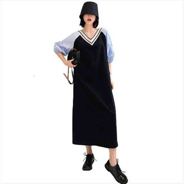 korean puff sleeve loose webbing women dress v neck long vestidos robe elbise summer, Black;gray
korean puff sleeve loose webbing women dress v neck long vestidos robe elbise summer, Black;gray