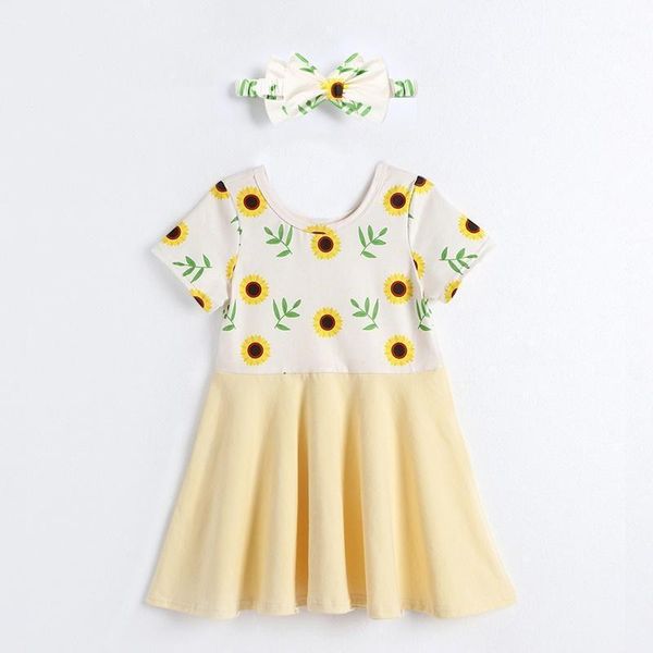 girl's dresses summer kids for girls 2 pcs sunflower print short sleeve girl dresses+bow headband cotton clothes baby 0-6y1, Red;yellow
girl's dresses summer kids for girls 2 pcs sunflower print short sleeve girl dresses+bow headband cotton clothes baby 0-6y1, Red;yellow