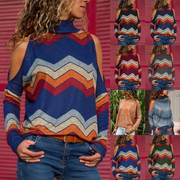 cold shoulder casual women shirts turtleneck knitted long sleeve jumper pullover geometric print shirt blusas, White
cold shoulder casual women shirts turtleneck knitted long sleeve jumper pullover geometric print shirt blusas, White