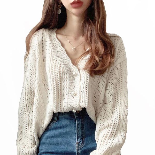 vintage v neck women sweater spring 2021 office lady elegant lace hollow out cardigan female casual thin knitted mujer women's knits &, White
vintage v neck women sweater spring 2021 office lady elegant lace hollow out cardigan female casual thin knitted mujer women's knits &, White