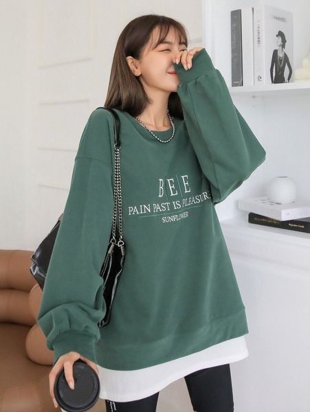 dazy slogan embroidery drop shoulder oversized sweatshirt without tee t1ly#, White;black
dazy slogan embroidery drop shoulder oversized sweatshirt without tee t1ly#, White;black