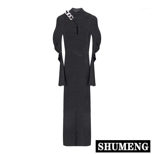 casual dresses black knitting dress for women stand collar long sleeve high waist chain decorate slim midi female, Black;gray
casual dresses black knitting dress for women stand collar long sleeve high waist chain decorate slim midi female, Black;gray