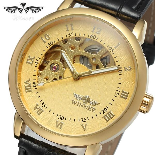 brand golden watches mens men mechanical fashion leather skeleton wristwatches montre homme clock, Slivery;brown
brand golden watches mens men mechanical fashion leather skeleton wristwatches montre homme clock, Slivery;brown