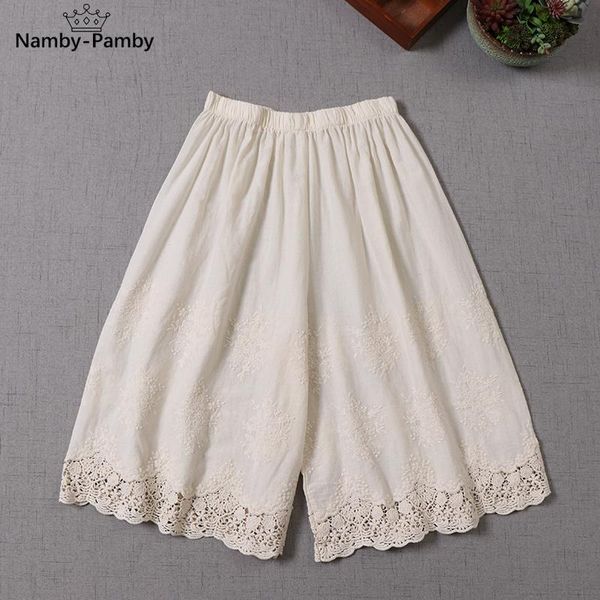 women's pants & capris mori girl summer women length japan elastic waist lace loose cotton linen wide-leg, Black;white
women's pants & capris mori girl summer women length japan elastic waist lace loose cotton linen wide-leg, Black;white