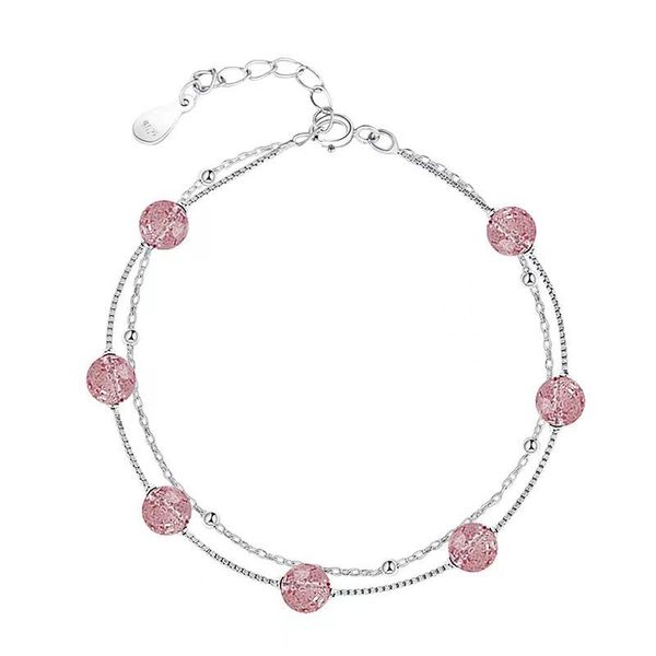 charm bracelets 925 sterling silver double layer pink crystal round bead bracelet for women and bangle jewelry, Golden;silver
charm bracelets 925 sterling silver double layer pink crystal round bead bracelet for women and bangle jewelry, Golden;silver