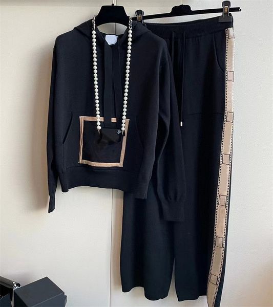 women's two piece pants set knit sweater hoodie brand sweatshirt embroidered round neck pullover long side letter pant, White
women's two piece pants set knit sweater hoodie brand sweatshirt embroidered round neck pullover long side letter pant, White