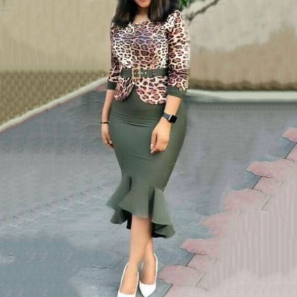 Summer Dress Vintage Leopard Patchwork Office Ladies Bodycon Ruffles Mermaid High Waist Belted Women Work Wear Midi Dresses 2xl
Summer Dress Vintage Leopard Patchwork Office Ladies Bodycon Ruffles Mermaid High Waist Belted Women Work Wear Midi Dresses 2xl
