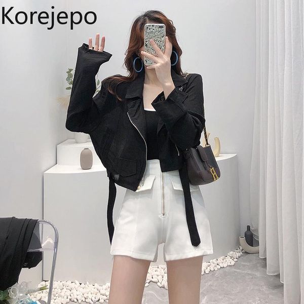 women's jackets korejepo women coat 2021 early autumn korean version chic fashion shirt short belt waist thin long sleeve jacket female, Black;brown
women's jackets korejepo women coat 2021 early autumn korean version chic fashion shirt short belt waist thin long sleeve jacket female, Black;brown