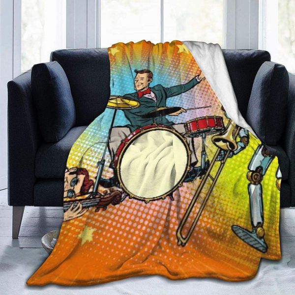 ultra-soft micro fleece blanket,jazz rock n roll band of humans and robots,home decor warm throw blanket for couch bed,60"x 50"
ultra-soft micro fleece blanket,jazz rock n roll band of humans and robots,home decor warm throw blanket for couch bed,60"x 50"