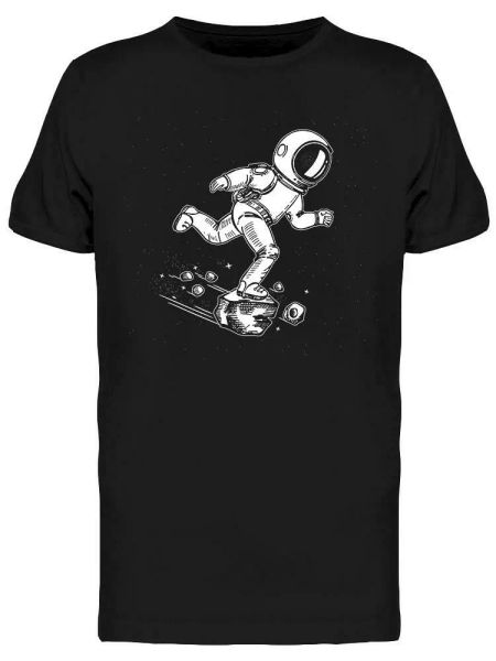 astronaut skating on a meteor tee men's -image by shutterstock, White;black 
astronaut skating on a meteor tee men's -image by shutterstock, White;black