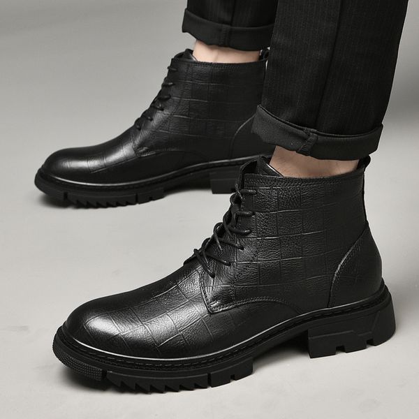 new mens leather shoes fashion casual boots trendy mens shoes high-leather dress shoes banquet wedding formal, Black
new mens leather shoes fashion casual boots trendy mens shoes high-leather dress shoes banquet wedding formal, Black