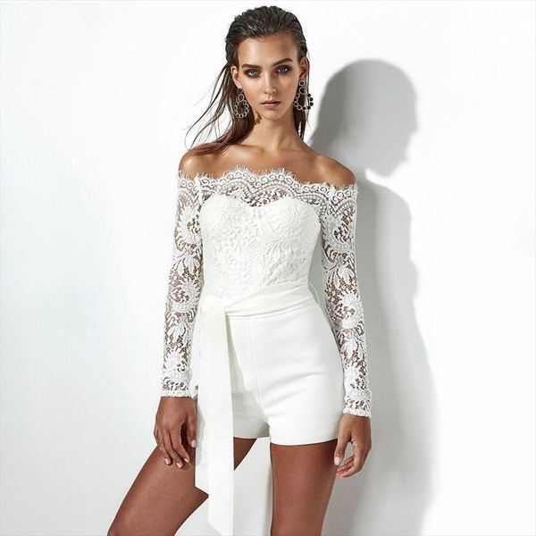 elegant lace overalls womens romper slash neck long sleeve bodysuit wholesale, Black;white
elegant lace overalls womens romper slash neck long sleeve bodysuit wholesale, Black;white