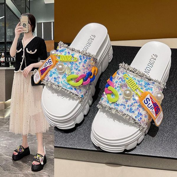 slippers women bling slides high flat heel slip on platform rubber ladies shoes beach sandals flip flops zapatos de mujer, Black
slippers women bling slides high flat heel slip on platform rubber ladies shoes beach sandals flip flops zapatos de mujer, Black