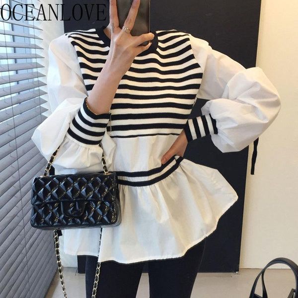 women's blouses & shirts oceanlove blusas feminina vintage puff sleeve 2021 autumn loose women striped korean chic sweet ins ropa mujer, White
women's blouses & shirts oceanlove blusas feminina vintage puff sleeve 2021 autumn loose women striped korean chic sweet ins ropa mujer, White