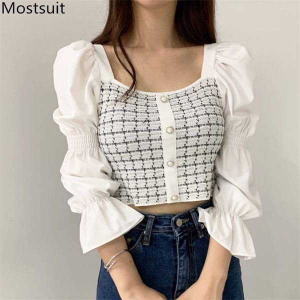 autumn korean plaid knitted spliced women sweaters pullovers single-breasted square collar vintage elegant ladies jumers 210518, White;black
autumn korean plaid knitted spliced women sweaters pullovers single-breasted square collar vintage elegant ladies jumers 210518, White;black
