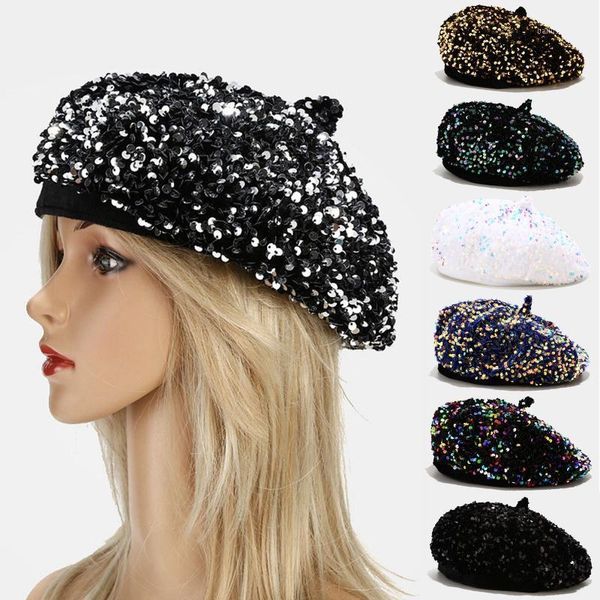 berets fashion women colorful glitter sequins beret for dance cap girls lady casual graceful hats charming night club hat, Blue;gray
berets fashion women colorful glitter sequins beret for dance cap girls lady casual graceful hats charming night club hat, Blue;gray