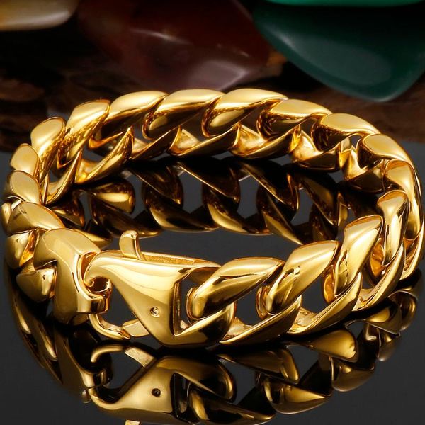 link, chain golden plated polished stainless steel bracelets on hand bands for men mannen armband men's wrist bracelet wristbands jewel, Black
link, chain golden plated polished stainless steel bracelets on hand bands for men mannen armband men's wrist bracelet wristbands jewel, Black