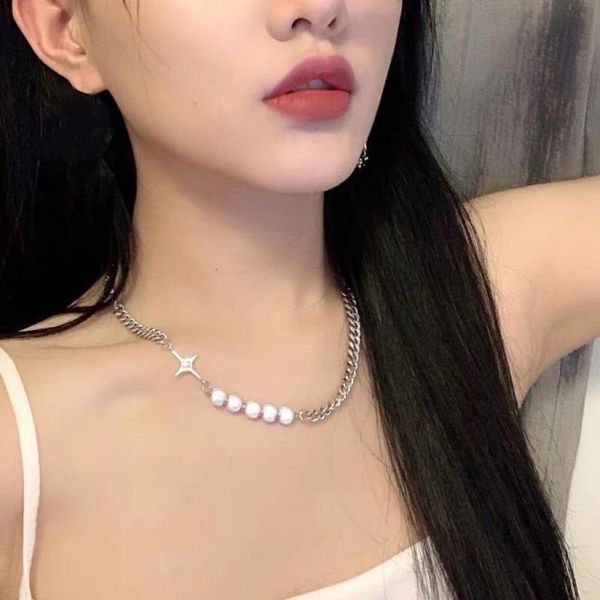 chains cross pearl necklace creative design sense stitching chain personality clavicle simple retro korean fashion punk, Silver
chains cross pearl necklace creative design sense stitching chain personality clavicle simple retro korean fashion punk, Silver
