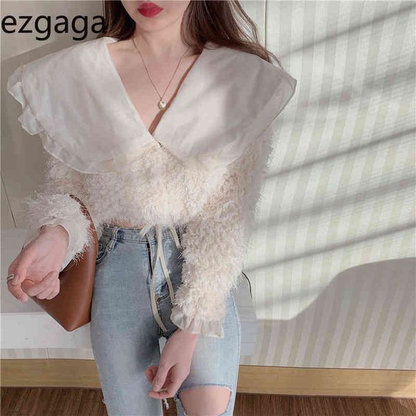 ezgaga peter pan collar sweet tender women shirts chic tassel outwear fashion crop temperament streetwear loose shirt 210430, White
ezgaga peter pan collar sweet tender women shirts chic tassel outwear fashion crop temperament streetwear loose shirt 210430, White