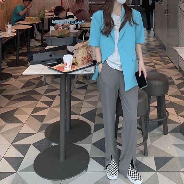 women's suits & blazers 2021 women spring fashion casual short-sleeved suit jacket korean style loose design temperament slim thin, White;black
women's suits & blazers 2021 women spring fashion casual short-sleeved suit jacket korean style loose design temperament slim thin, White;black