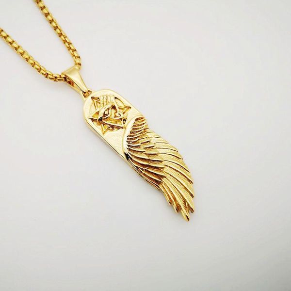 pendant necklaces david star angel wing necklace gold color stainless steel horus eye mens cool jewelry, Silver
pendant necklaces david star angel wing necklace gold color stainless steel horus eye mens cool jewelry, Silver