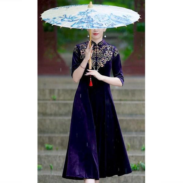 ethnic clothing improved cheongsam retro seven-point sleeve autumn daily 2021 temperament velvet chinese large size dress female, Red
ethnic clothing improved cheongsam retro seven-point sleeve autumn daily 2021 temperament velvet chinese large size dress female, Red