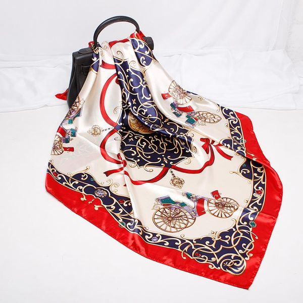 scarves 2021 90x90 carriage chain multipurpose women silk twill scarf satin square tie hairband ladies foulard femme towel bufanda shawl, Blue;gray
scarves 2021 90x90 carriage chain multipurpose women silk twill scarf satin square tie hairband ladies foulard femme towel bufanda shawl, Blue;gray