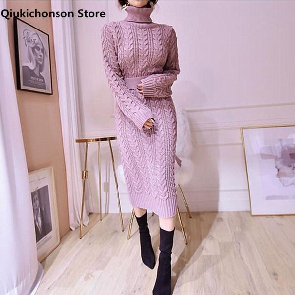 casual dresses qiukichonson korean style long midi sweater dress women autumn winter vintage turtleneck belted twisted knitted ladies, Black;gray
casual dresses qiukichonson korean style long midi sweater dress women autumn winter vintage turtleneck belted twisted knitted ladies, Black;gray