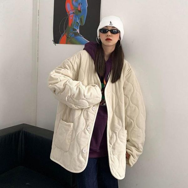 women's down & parkas harajuku style simple solid color short women corduroy winter coat female loose thicken warm leisure streetwear, Black
women's down & parkas harajuku style simple solid color short women corduroy winter coat female loose thicken warm leisure streetwear, Black