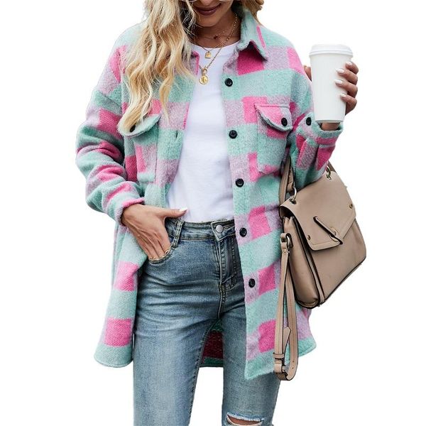 women's jackets xingqing women plaid shirt loose long coat fashion checked casual turn-down collar winter oversized jacket female stree, Black;brown
women's jackets xingqing women plaid shirt loose long coat fashion checked casual turn-down collar winter oversized jacket female stree, Black;brown